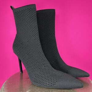 Zara Black Stretch Knit Pointed Toe Stiletto Heel Sock Boot EU 41